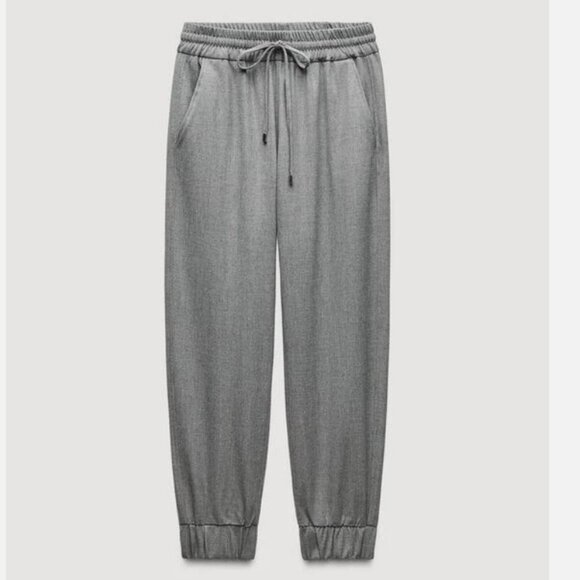 Zara Dressy Smart tailored Cuffed Jogger Trousers (NWT) - Sage Green - Picture 3 of 4